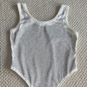 Lizette Collection White Rhinestone Bodysuit